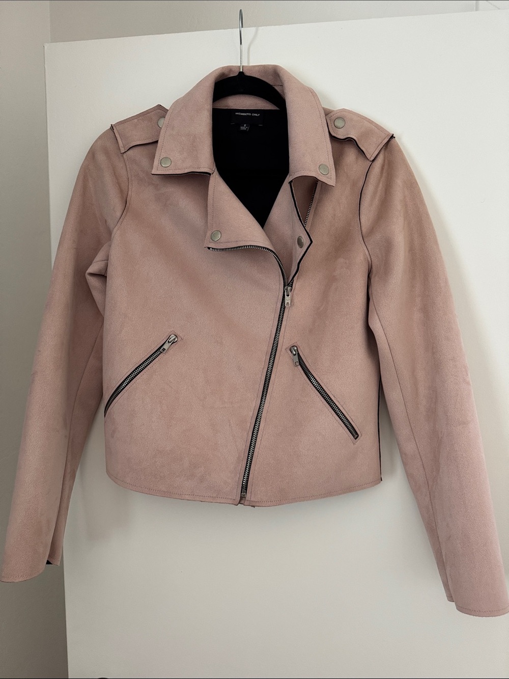 Members Only Women’s Dusty Pink Suede Moto Jacket
